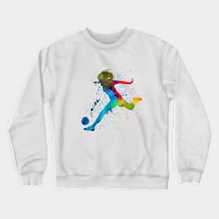 Woman footballer in watercolor Crewneck Sweatshirt